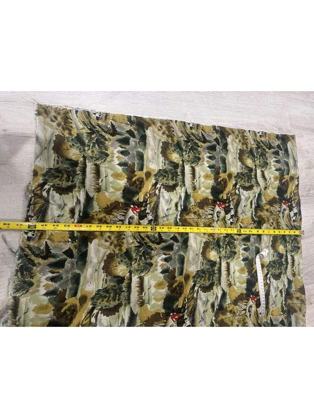 Vintage John Kaldor Fabric Fox Hunt Equestrian Scenic Print 43x38 Remnant